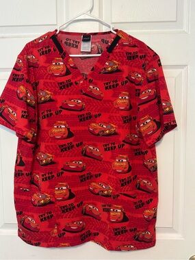 Disney Pixar Red Lightning McQueen Scrub Top * BRAND NEW WITHOUT TAGS*